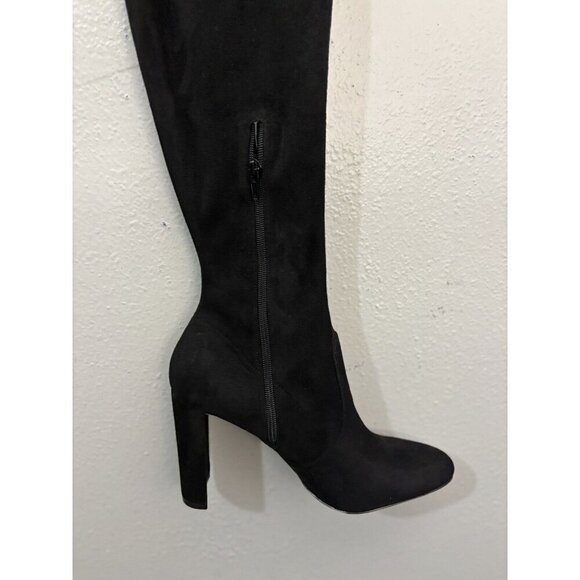 Aldo Over The Knee Sock Boots Black Women 9 Faux Suede Block Heel - Picture 6 of 15